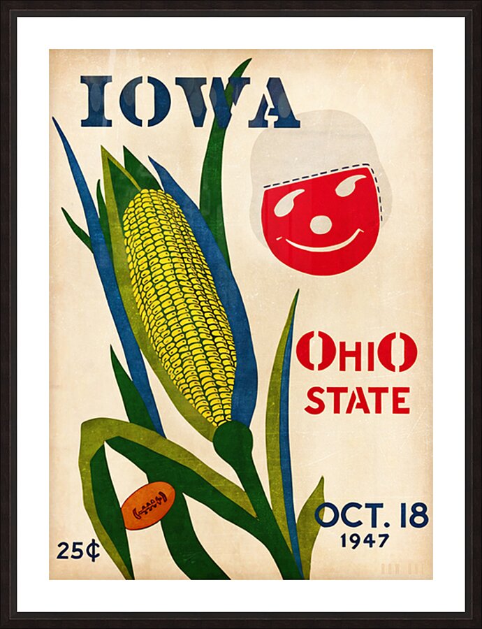 1947 Iowa Hawkeyes at Ohio State Buckeyes Football Cover Art Picture Frame print