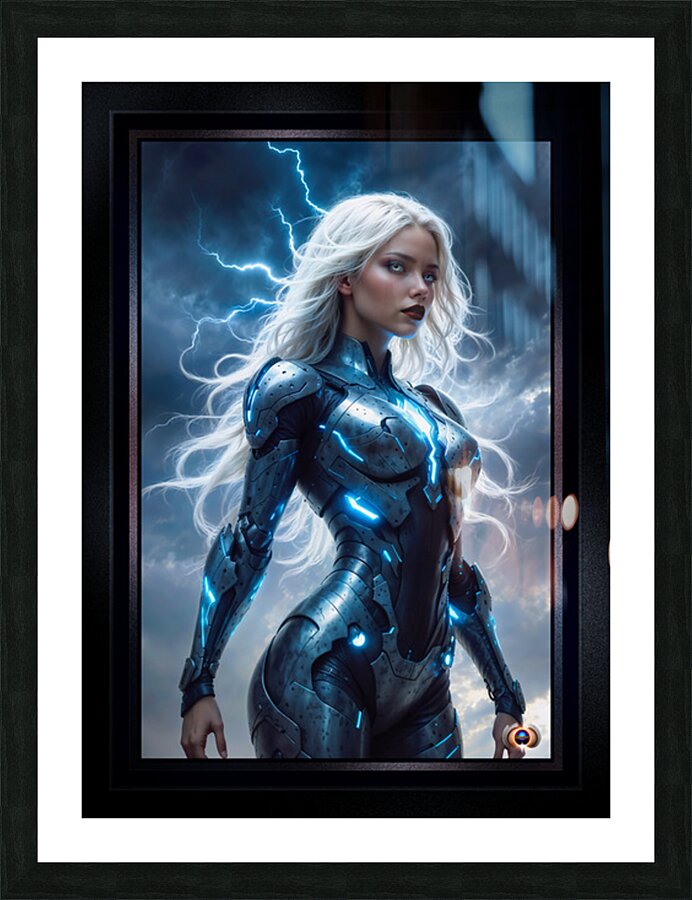 Lyraeth Conjuror Of Lightning Guardian Of The Tempest Mysterious AI Concept Art by Xzendor7 Picture Frame print