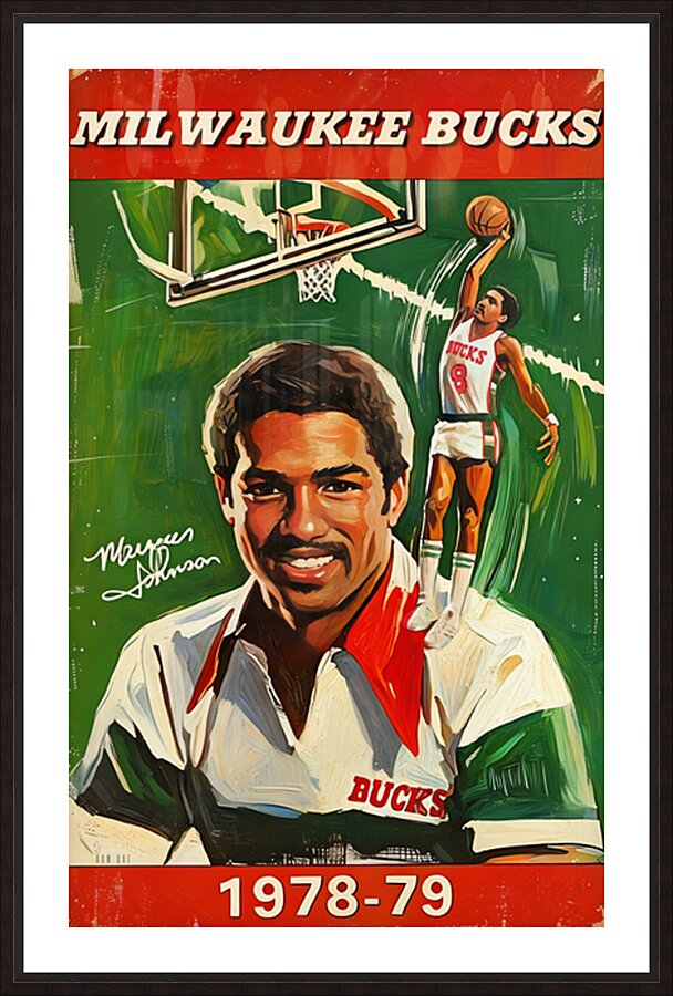 1978 Milwaukee Bucks Basketball Art Remix Picture Frame print