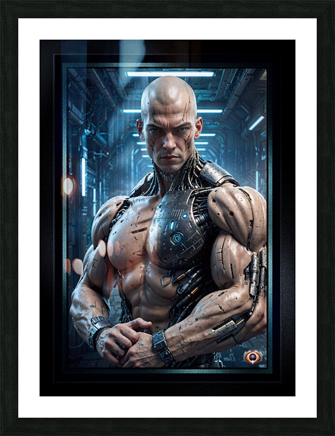 The Metallic Might Of A Cybernetic Sentinel Astonishing AI Concept Art by Xzendor7 Picture Frame print