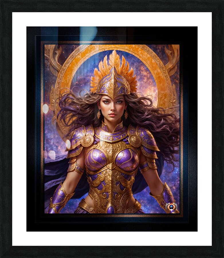 Lyraethia Aeraviel Celestial Guardian Golden Portrait Captivating AI Concept Art by Xzendor7 Picture Frame print