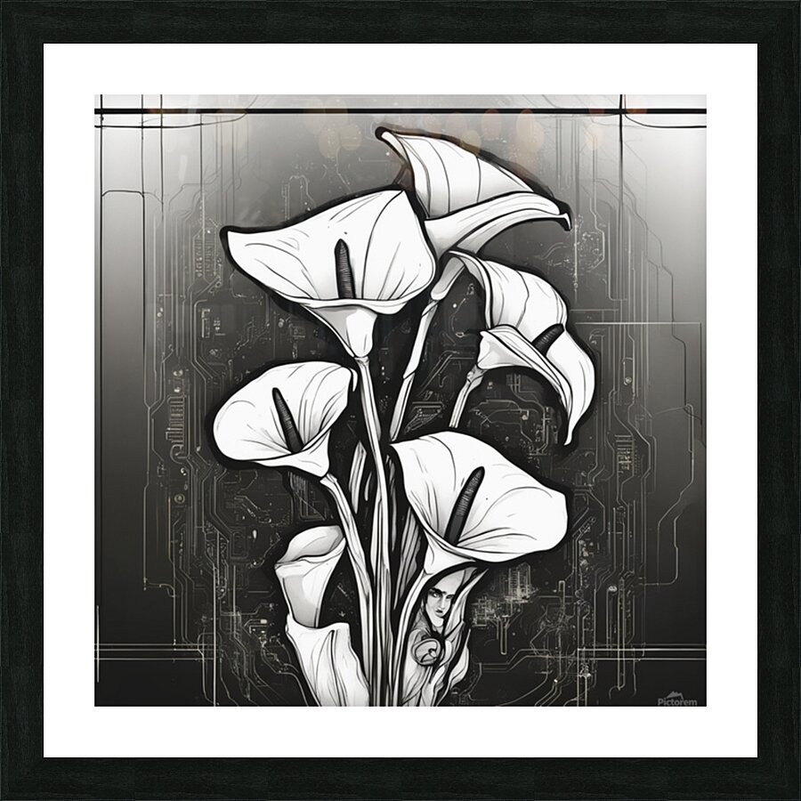 Calla Lily flowers Cyberpunk style Picture Frame print