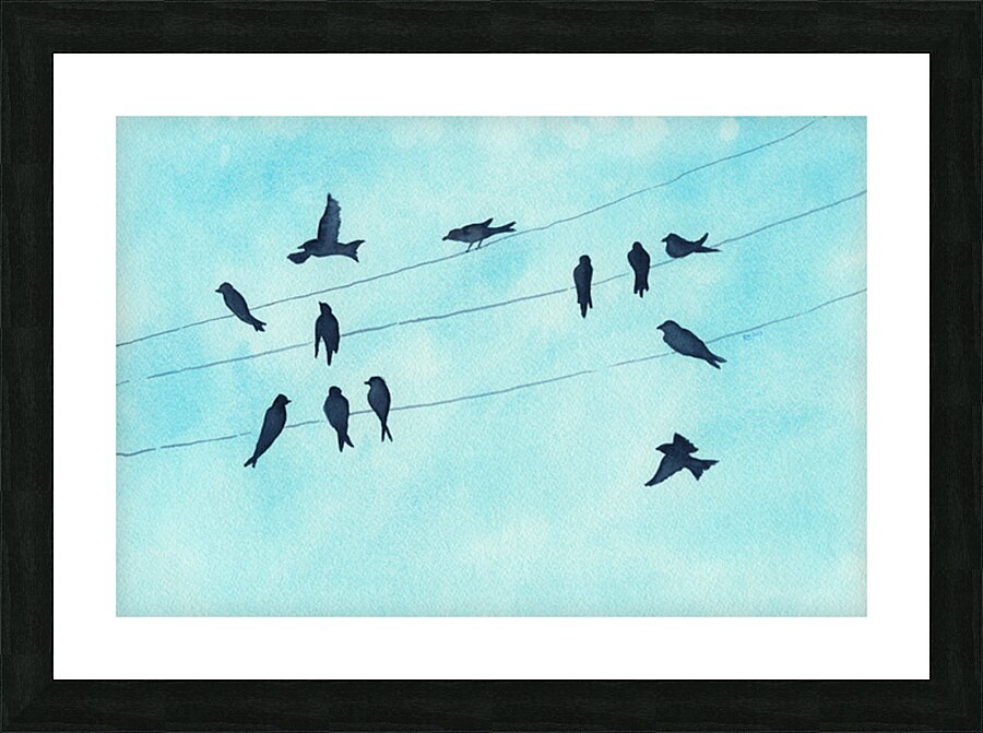 Gathering of swallows Picture Frame print