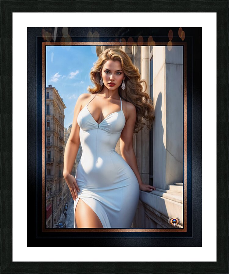 Vellania A Vision Of Timeless Parisian Elegance And Beauty Gorgeous AI Concept Art by Xzendor7 Picture Frame print