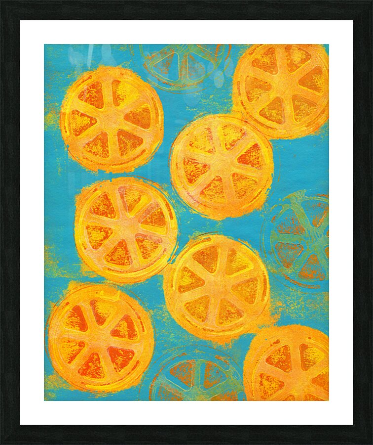 orange twist abstract acrylic painting Picture Frame print