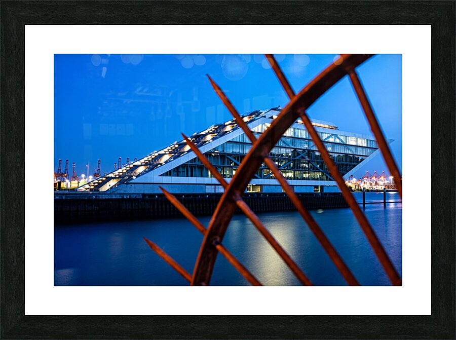 Dockland Fence at Night Picture Frame print
