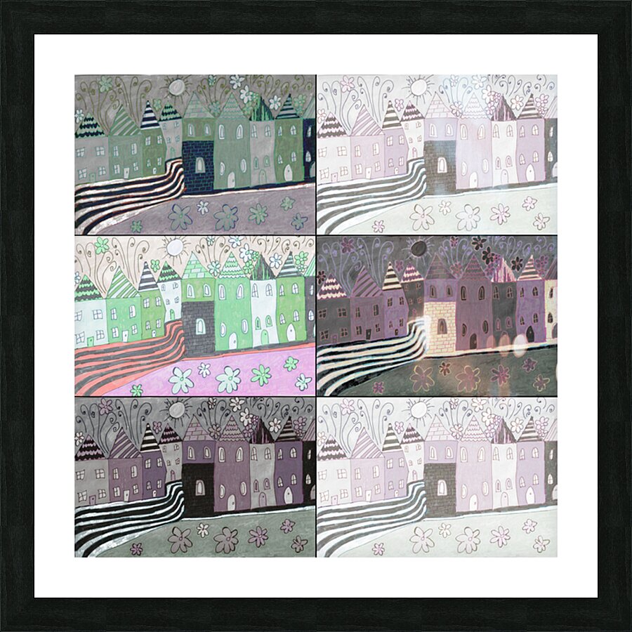 Abstract Village Life Picture Frame print