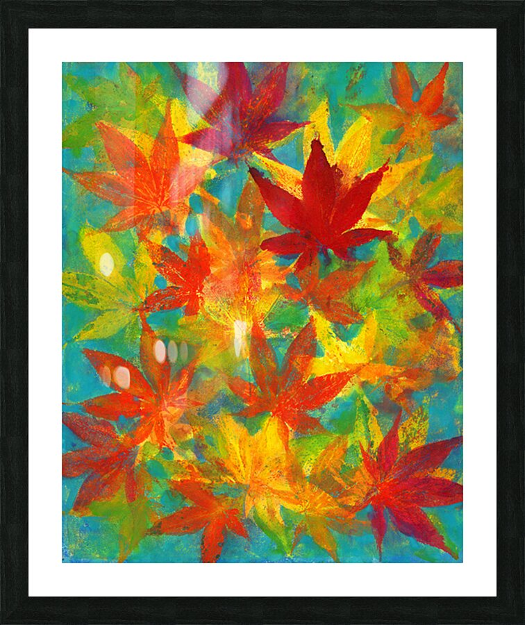Colorful maple leaves acrylic painting Picture Frame print