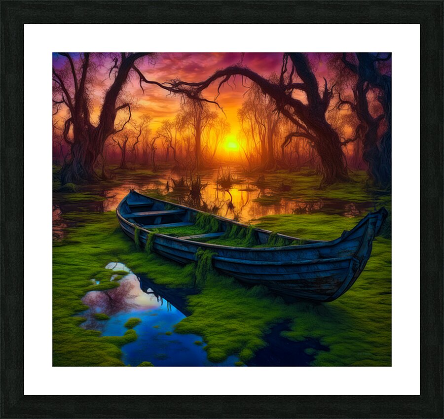 BLUE PIROGUE Picture Frame print