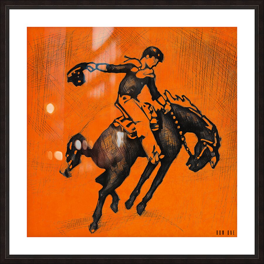 1950s Oklahoma State Cowboys Sketch Art Picture Frame print