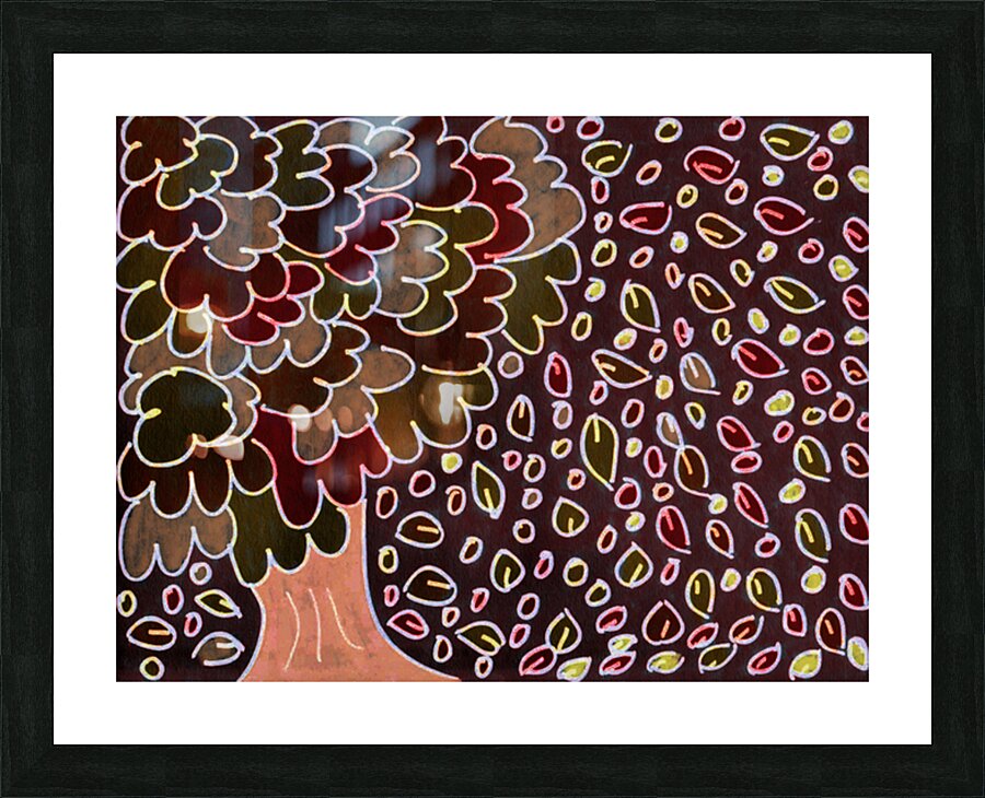Abstract Brown Oak with Falling Leaves Picture Frame print