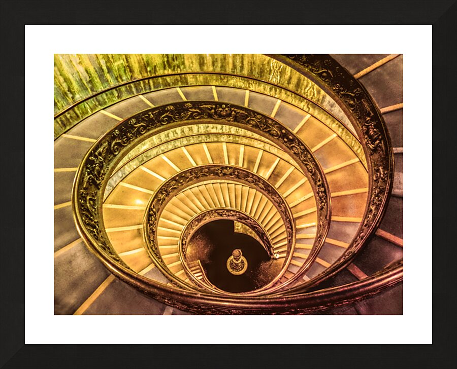 Golden Vatican Spiral Staircase Picture Frame print