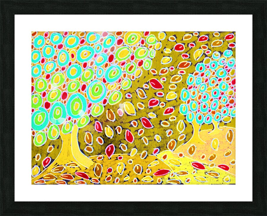 Abstract Whimsical Vibrant Forest Picture Frame print