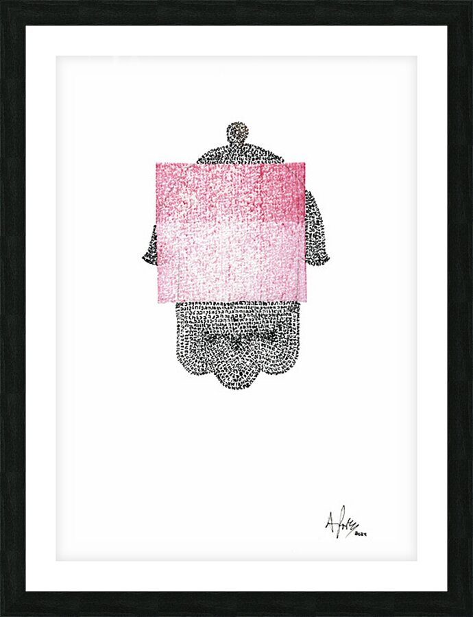 Hamsa Micro-Blessing with a Red Rolled Texture Picture Frame print