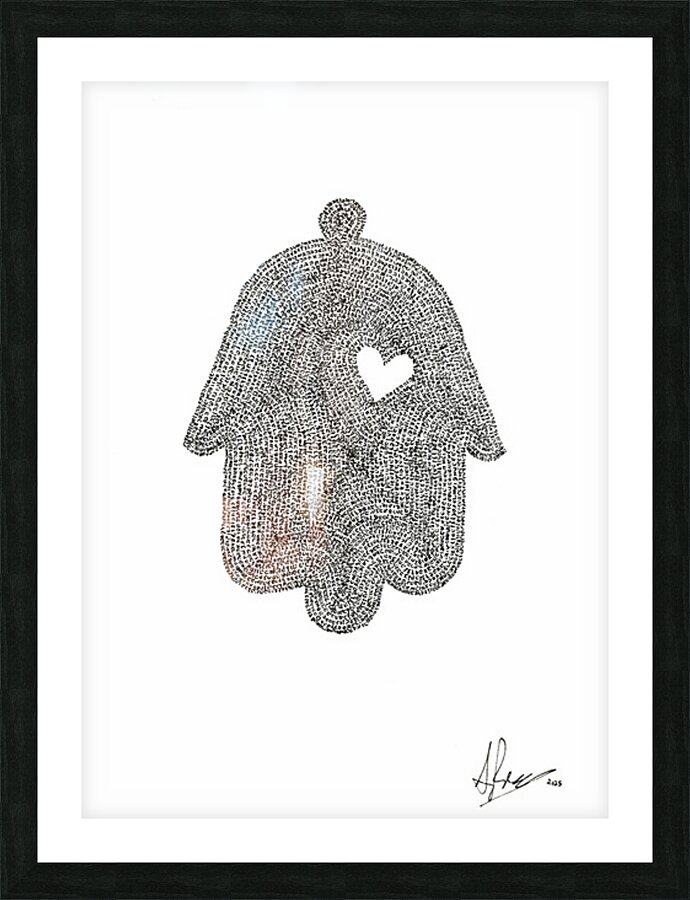 Hamsa Mircro-Blessing with a Heart v2 Picture Frame print