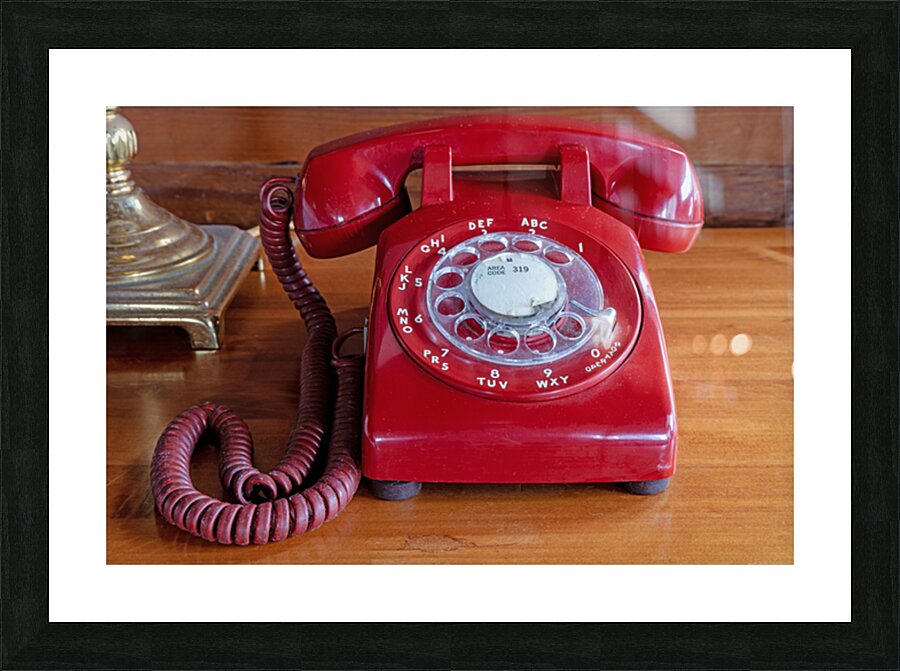 Red rotary phone Picture Frame print
