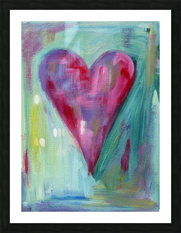 Abstract purple heart acrylic painting  Picture Frame print