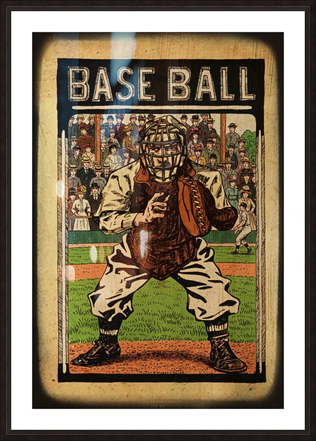 Early 1900s Baseball Catcher Art Remix Picture Frame print