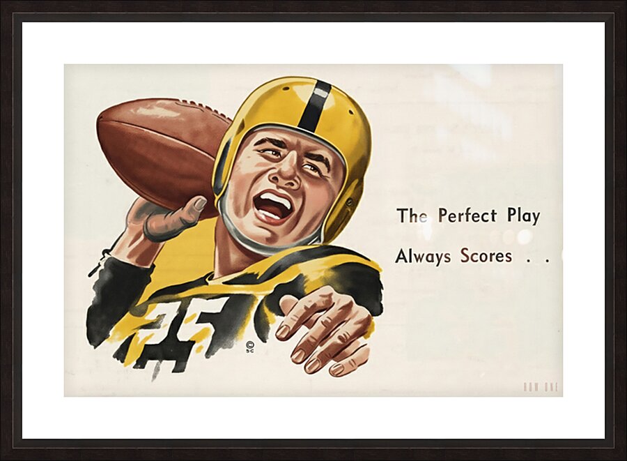 1950 Quarterback Art Picture Frame print