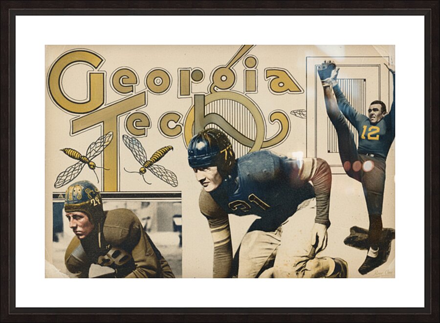 Vintage Georgia Tech Yellow Jackets Football Players Art Picture Frame print