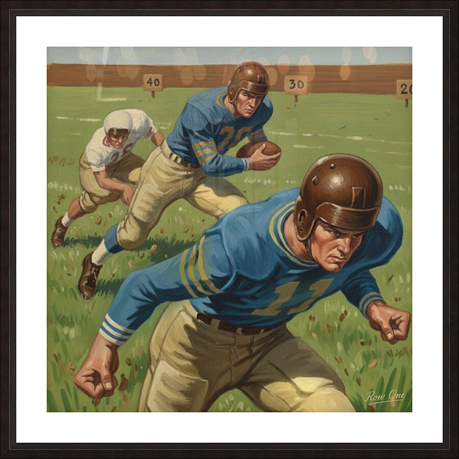 1950 Football Players Art Remix Picture Frame print
