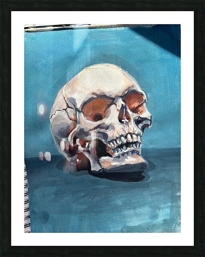 Skull on blue Picture Frame print