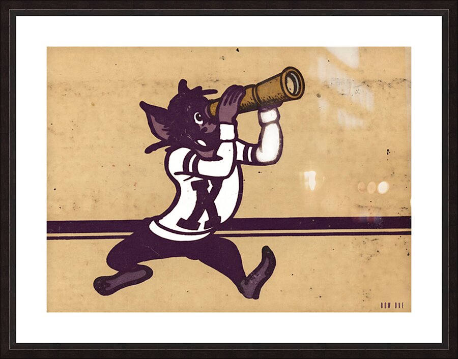 1960s Kansas State Willie Wildcat Cartoon Art Picture Frame print