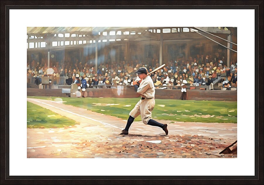 Babe Ruth at Bat Mixed Media Painting Picture Frame print