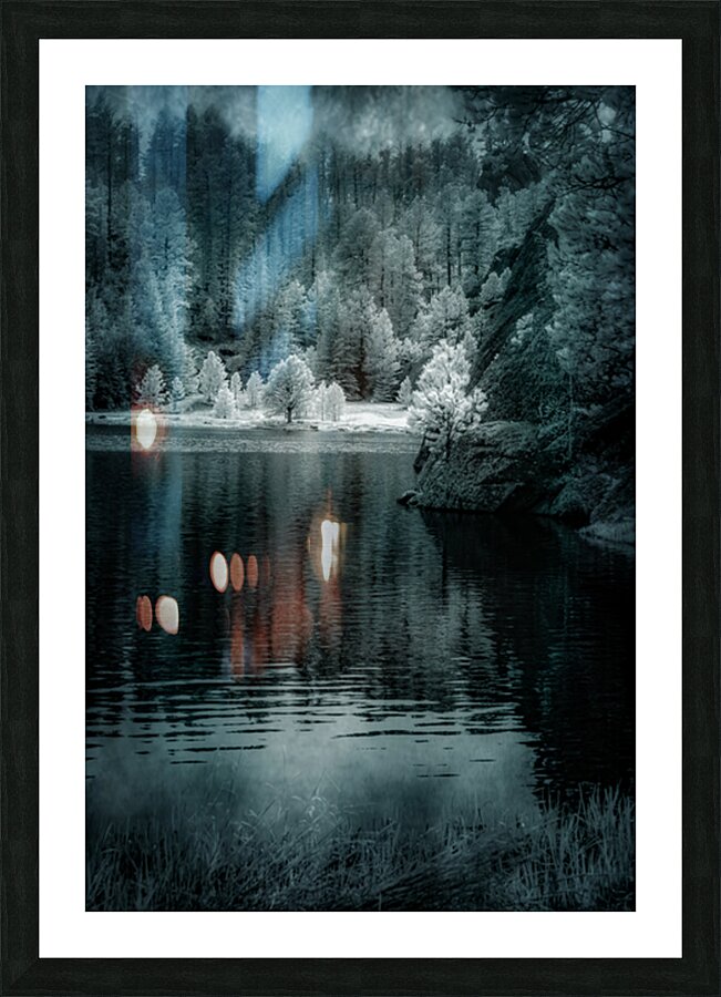 Enchanting Haze: Sylvan Lakes Smoky Pine Glow in Infrared Picture Frame print