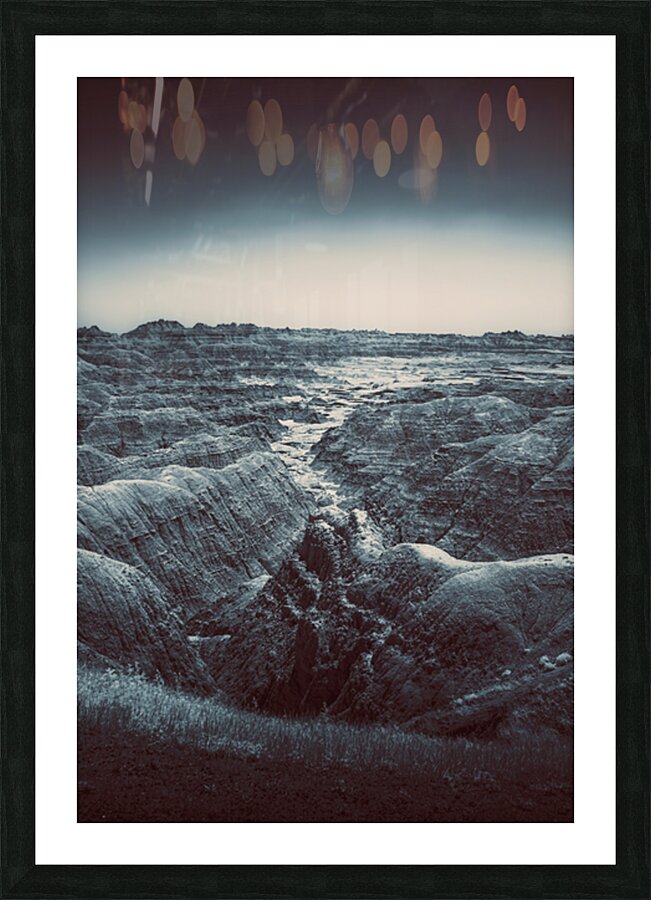 Shadows of the Earth: The Enchanting White River in Badlands Picture Frame print