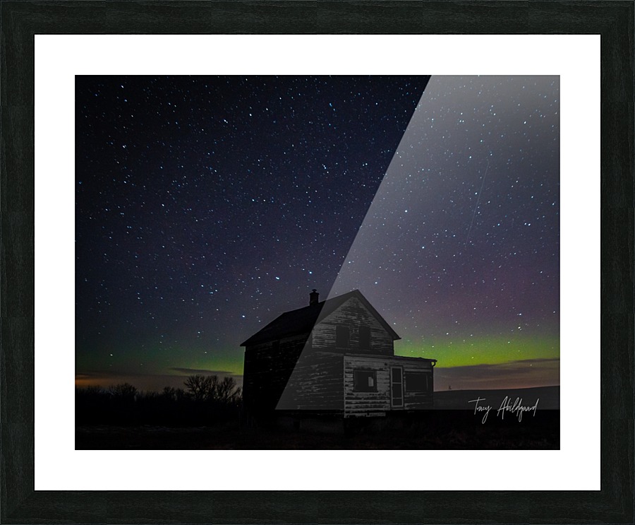 Abandoned house in lights Hi Res    Picture Frame print