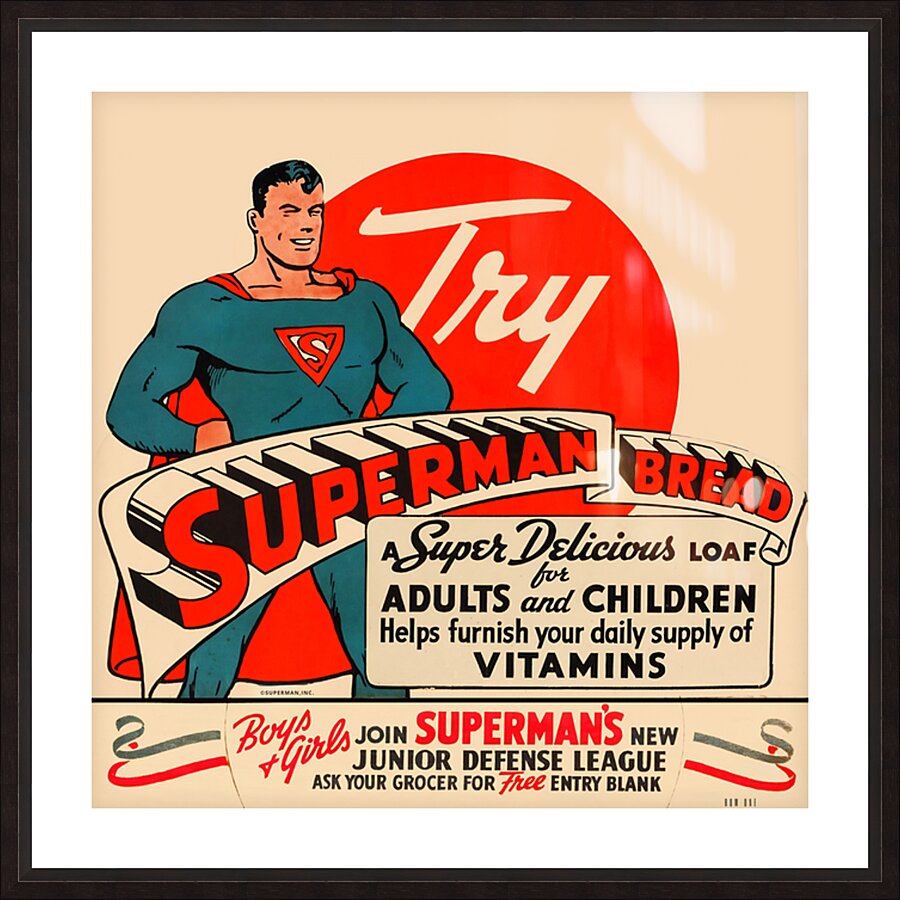 1941 Superman Bread Wall Art Picture Frame print