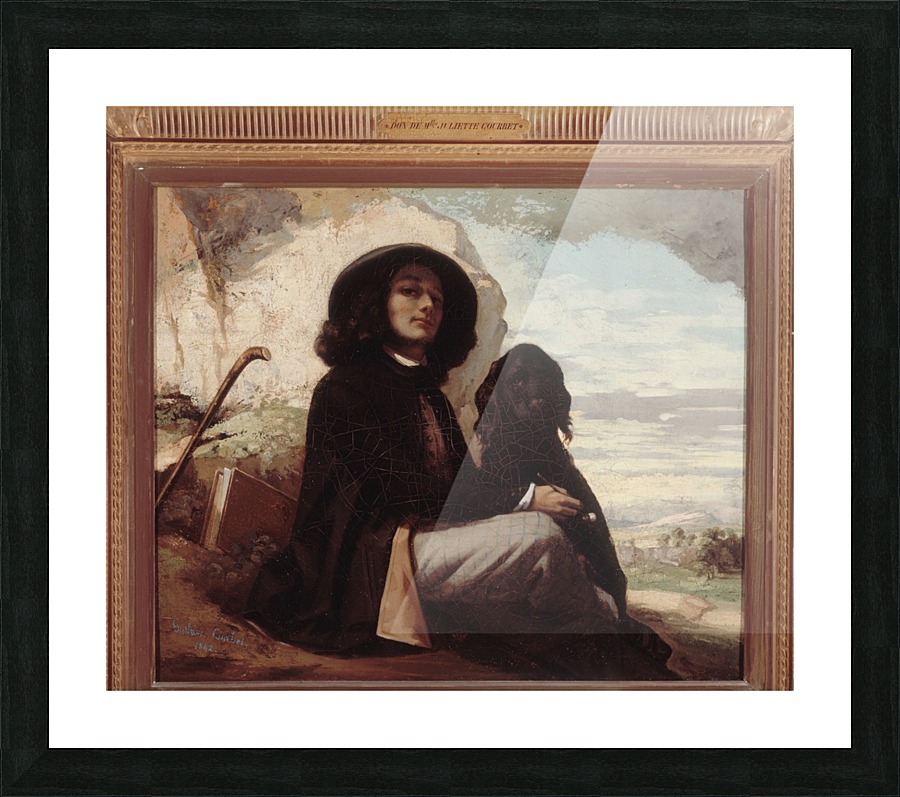 Autoportrait dit Courbet au chien noir Picture Frame print