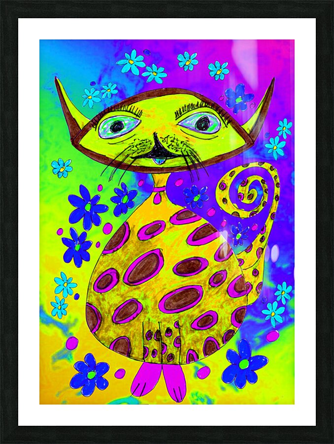 Abstract Colourful Cosmic Cat Picture Frame print