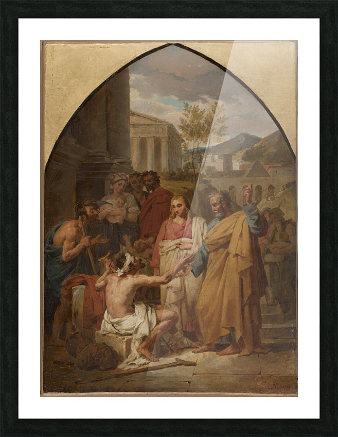Esquisse pour l eglise Saint Severin Saint Pierre guerissant un boiteux a la porte du Temple de Jerusalem Picture Frame print