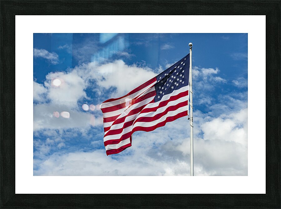American Flag Against Clouds and Blue Sky - Utah Picture Frame print