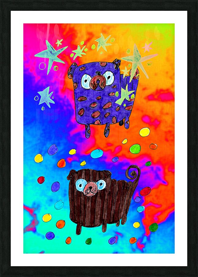 Abstract Cosmic Pugs Picture Frame print