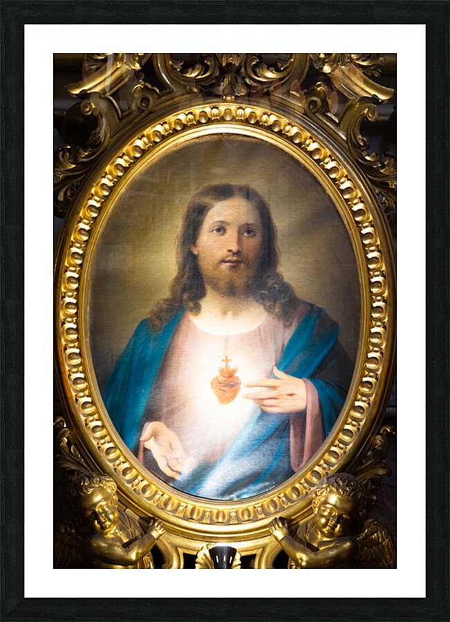 Bologna Italy   San Luca Sanctuary. Heart of Jesus Christ paint Picture Frame print