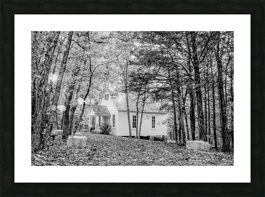 Vintage Concord One Room Schoolhouse Grayscale Picture Frame print