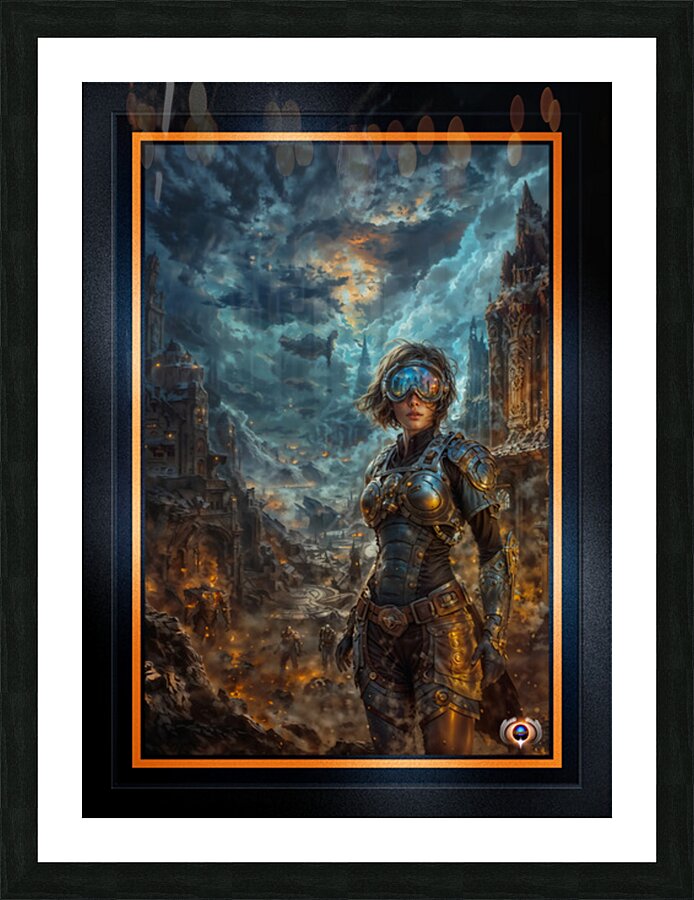 Vextsai Aetheris: Cyberpunk Warrior in Neo-Scipios Ruins Fascinating AI Concept Art by Xzendor7 Picture Frame print