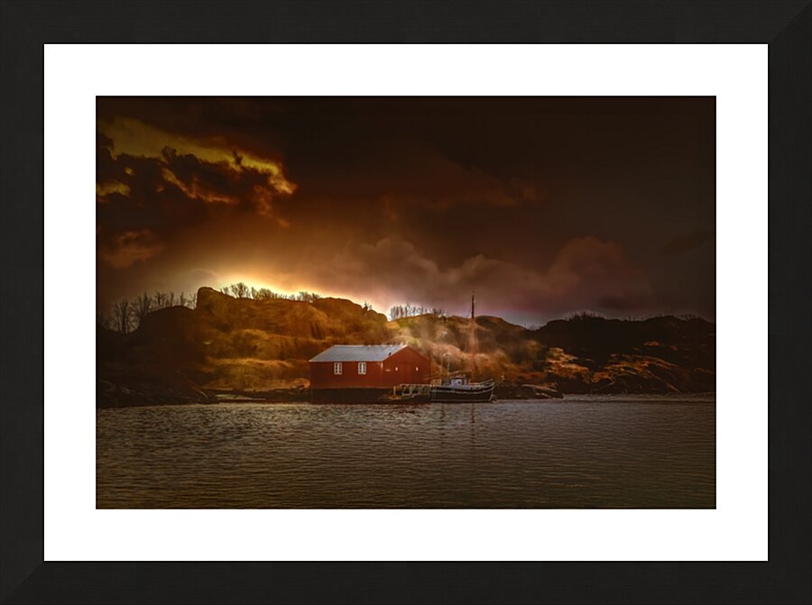 Greeted by Lofoten  Stamsund Storms Picture Frame print