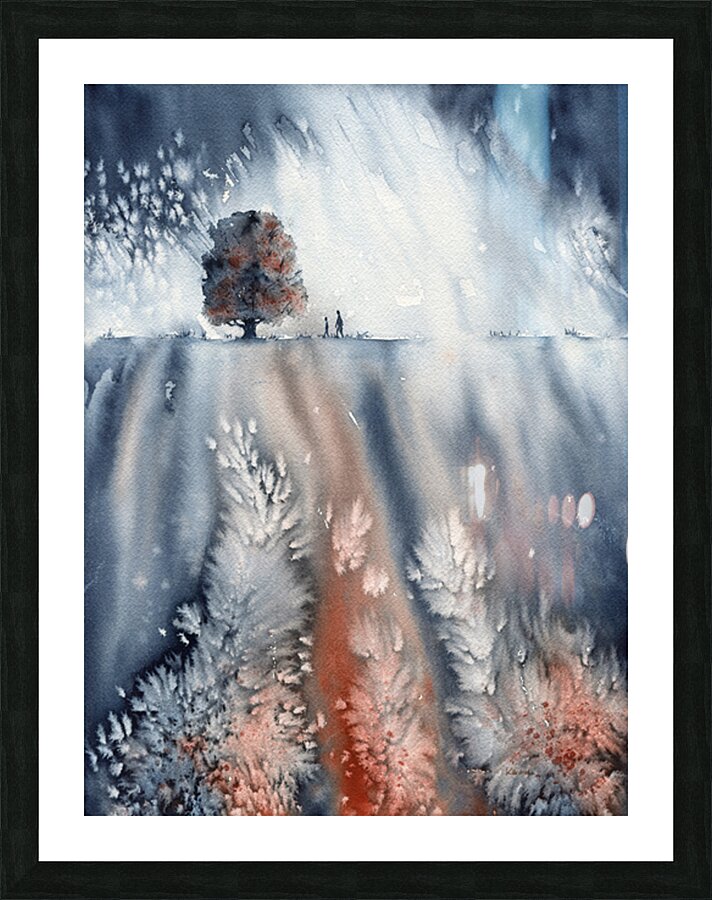 November walk watercolor painting  Picture Frame print