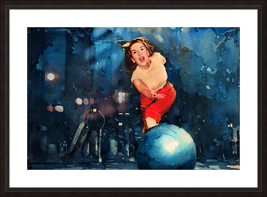 1947 Woman Bowling Art Picture Frame print