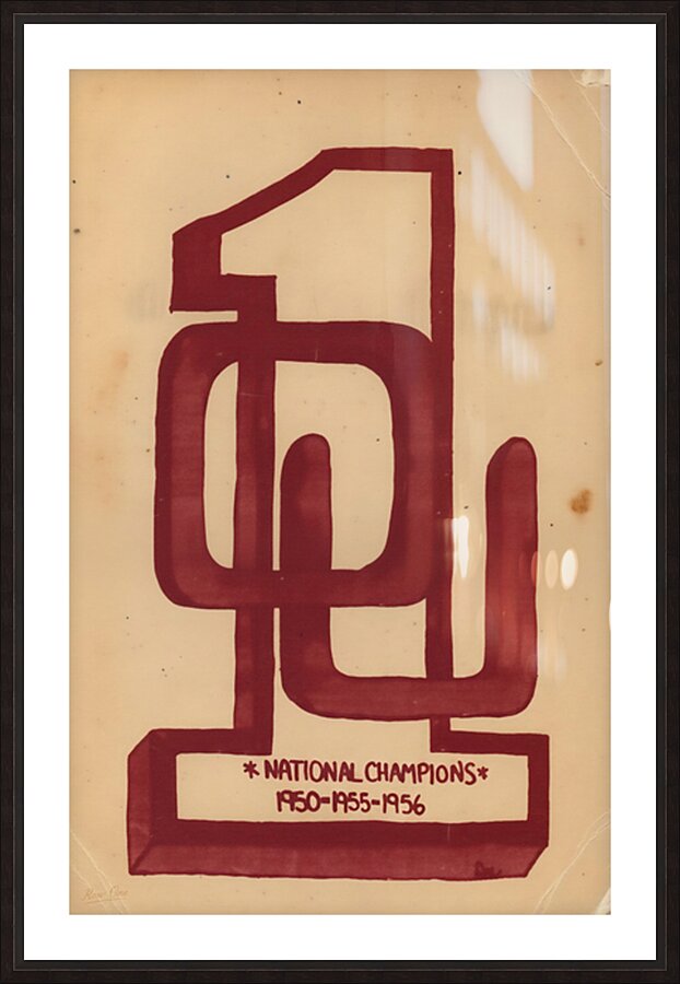1970s Oklahoma Sooners Number 1 Art Picture Frame print