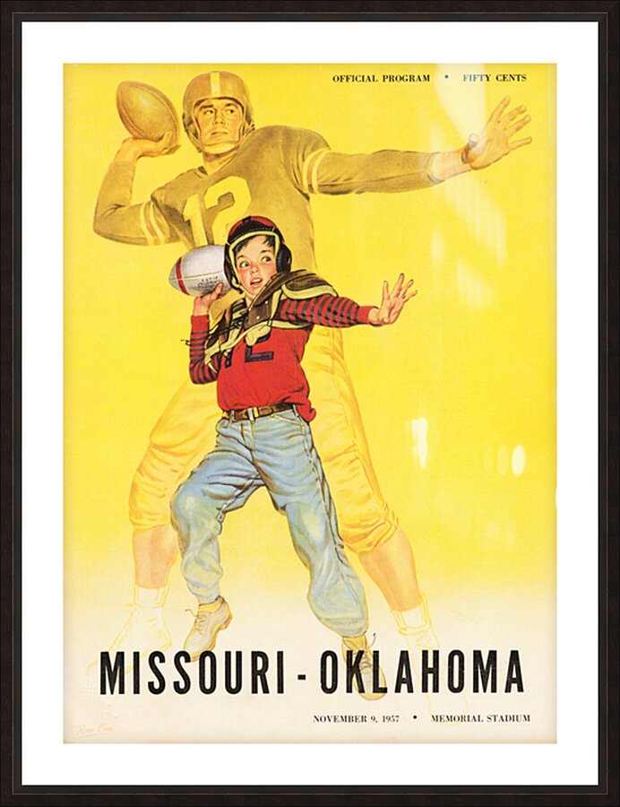 1957 Oklahoma Sooners at Missouri Tigers Picture Frame print