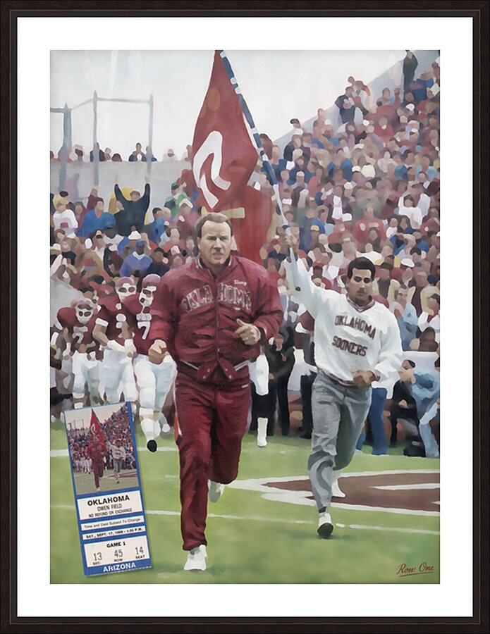 1988 Oklahoma Football Ticket Barry Switzer Art Picture Frame print