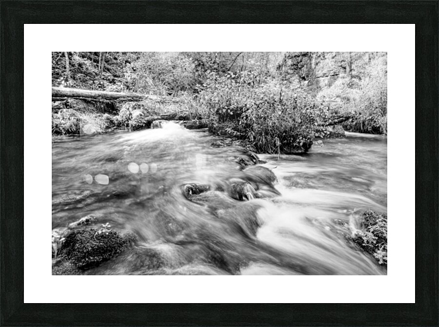 Autumn Cascades At Ozarks Greer Spring Grayscale Picture Frame print