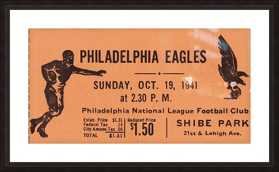 1941 Philadelphia Eagles Ticket Art | Row One Brand Picture Frame print