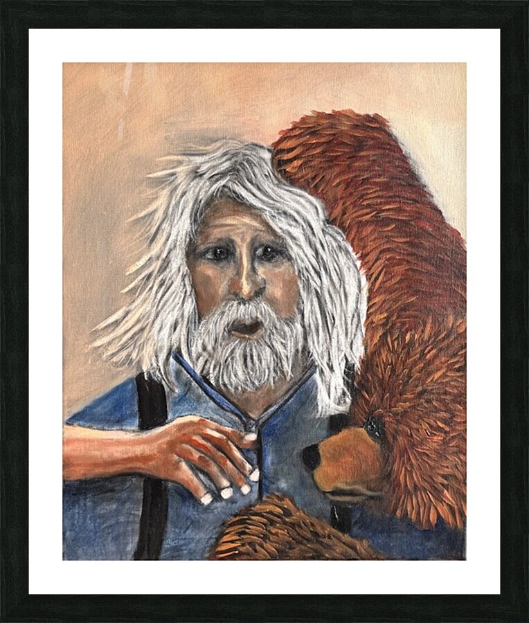 IMG 4233 Mountain man getting a hug by a grizzly Picture Frame print