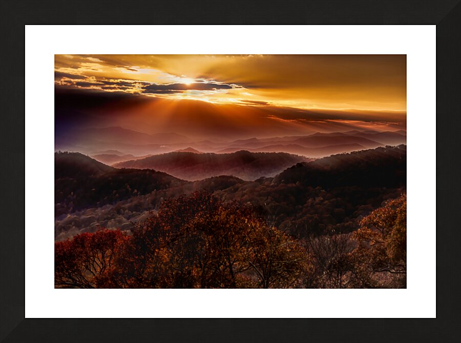 Sunbeams Over the Smoky Mountains Picture Frame print